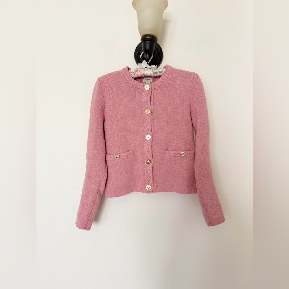 Pink Pure Cotton Gold Button Cardigan Sweater